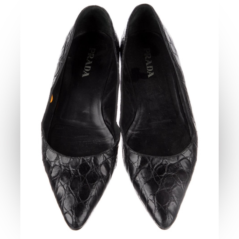 Prada Croc Embossed Flats Sz 8